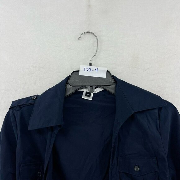 Diane Von Furstenberg Blazer Women's Sz 4 Navy Blue Tie Wrap Roll Tab 3/4 Sleeve - Picture 11 of 11